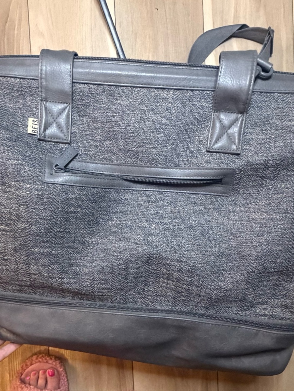BÉIS The Weekender Large Gray Woven Travel Duffel Bag